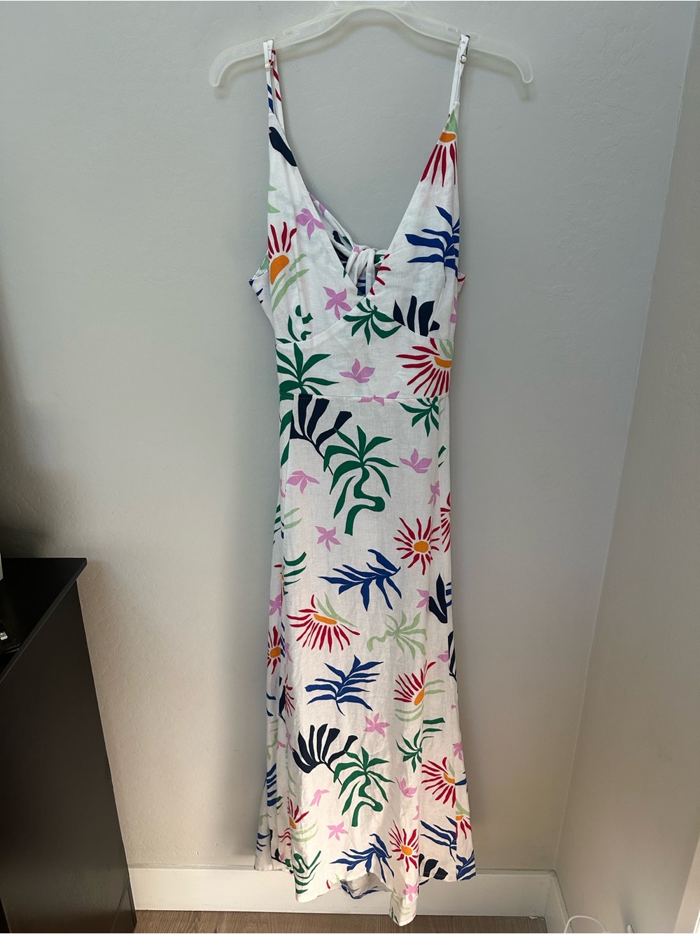 NWT LOFT Beach Sun Cutout Tropical Linen Blend Midi Pocket Dress – Size 14 - Picture 4 of 13